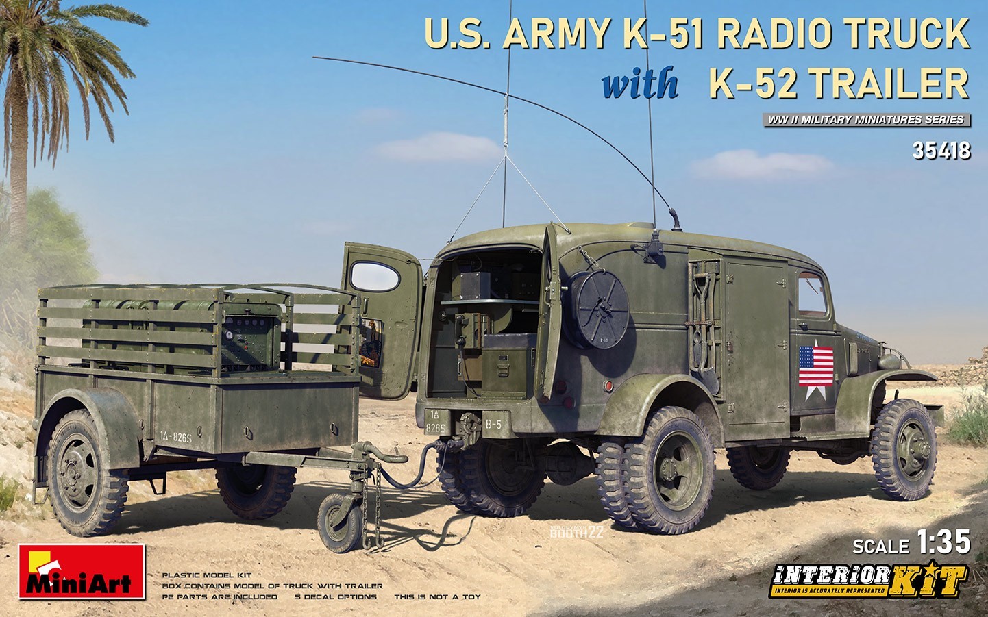 MiniArt 35418 US ARMY Okay-51 RADIO TRUCK WITH Okay-52 TRAILER. INTERIOR KIT