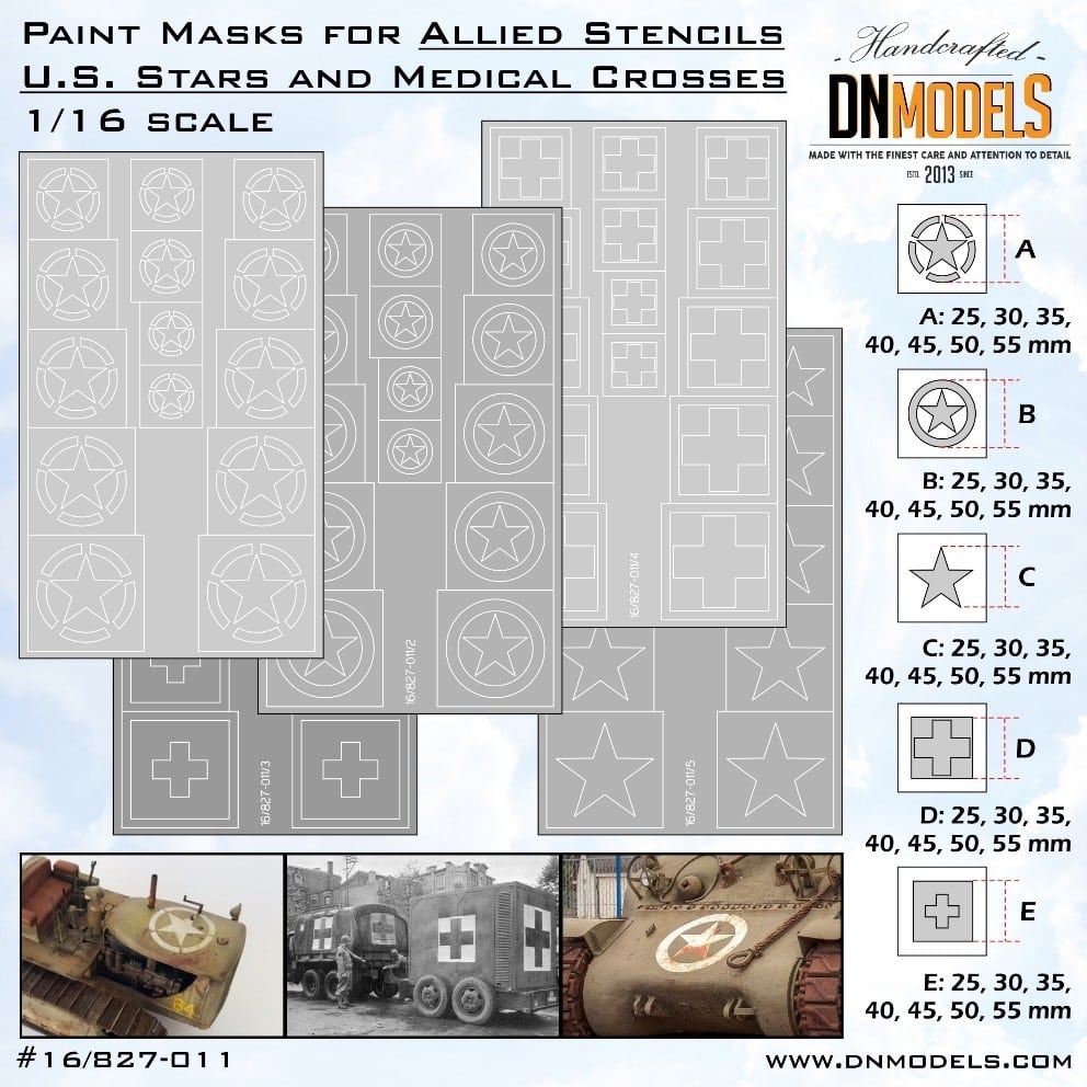 Allied US Stars & Medical Crosses Stencils Paint Mask Set