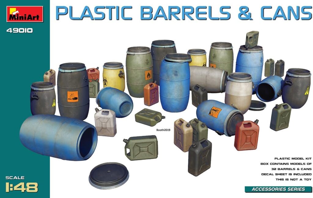 Miniart 49010-1/48 - Plastic Barrels & cans Plastic Model