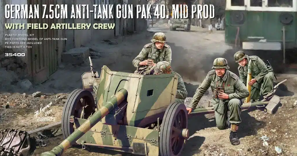 35400 German 7.5cm Anti-tank Gun Pak 40. Mid Prod. With Field Artillery Crew from MiniArt