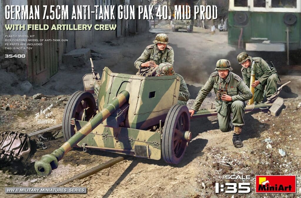 MiniArt 35400 German 7.5cm Anti-Tank Gun Pak 40. Mid Prod. With Field Artillery Crew