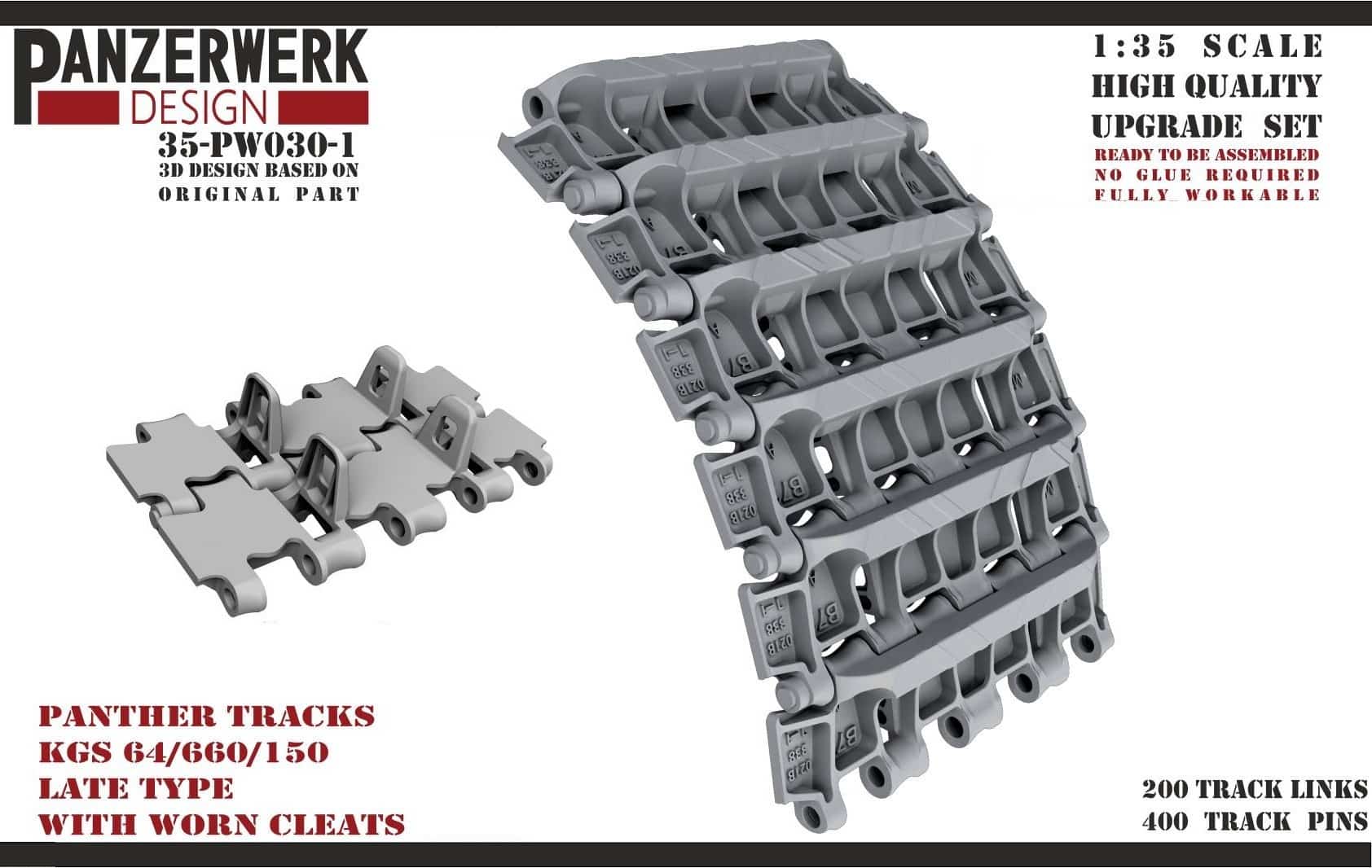 Panzerwerk Design: Tracks with worn cleats