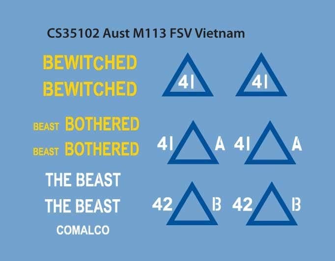 CS35102 Aust M113 FSV Vietnam Decals