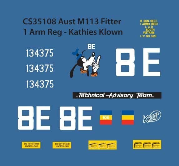 CS35108 Aust M113 Fitter Kathies Klown Decals