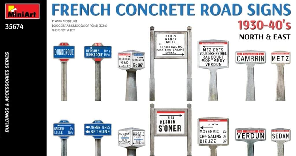 French Concrete Road Signs 1930-40. North & East of MiniArt
