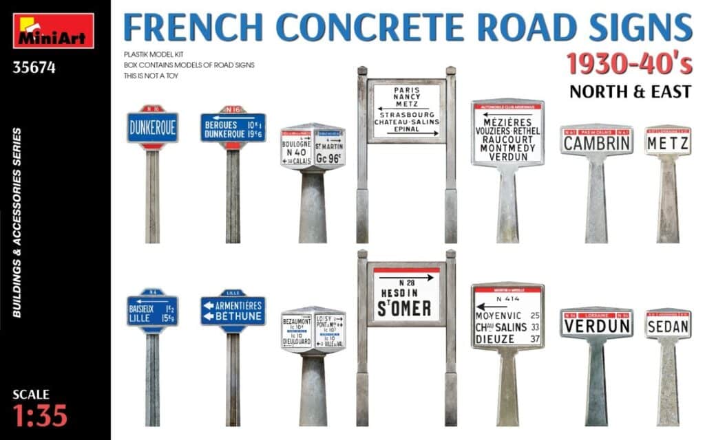 MiniArt 35674 French Concrete Road Signs 1930-40's. North & East