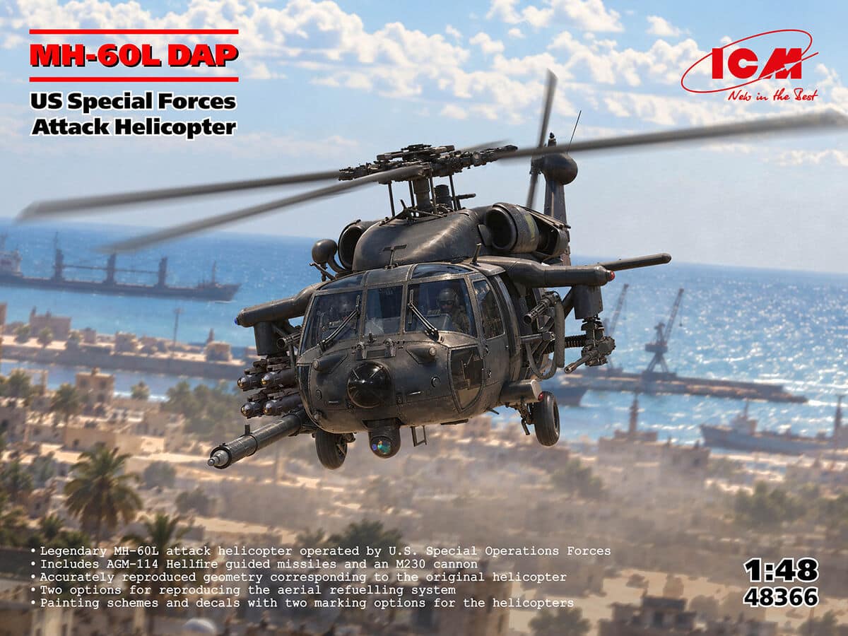 ICM 1/48 Sikorsky MH-60L DAP Direct Action Penetrator Black Hawk 48366 model kit