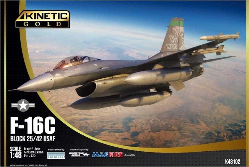 Kinetic Gold 1/48 F-16V Block 70 Viper scale model kit with conformal fuel tanks