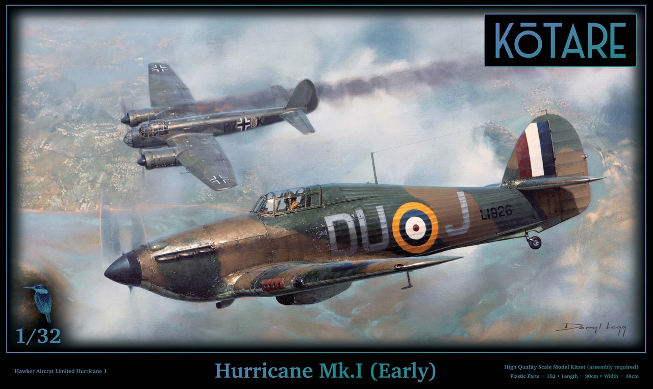 Kotare 132 Hawker Hurricane Mk I Early K32015 new tool plastic model kit box art and sprues