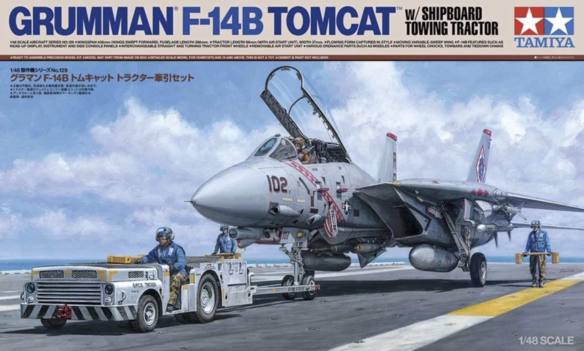 Tamiya 1/48 US F-14B Tomcat with Shipboard Towing Tractor 61129 plastic model kit