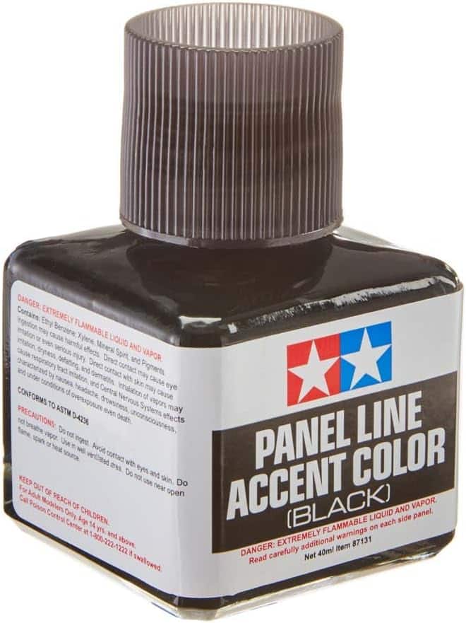 Tamiya Panel Line Accent Color bottles in Black Grey and Brown for Gunpla and scale models